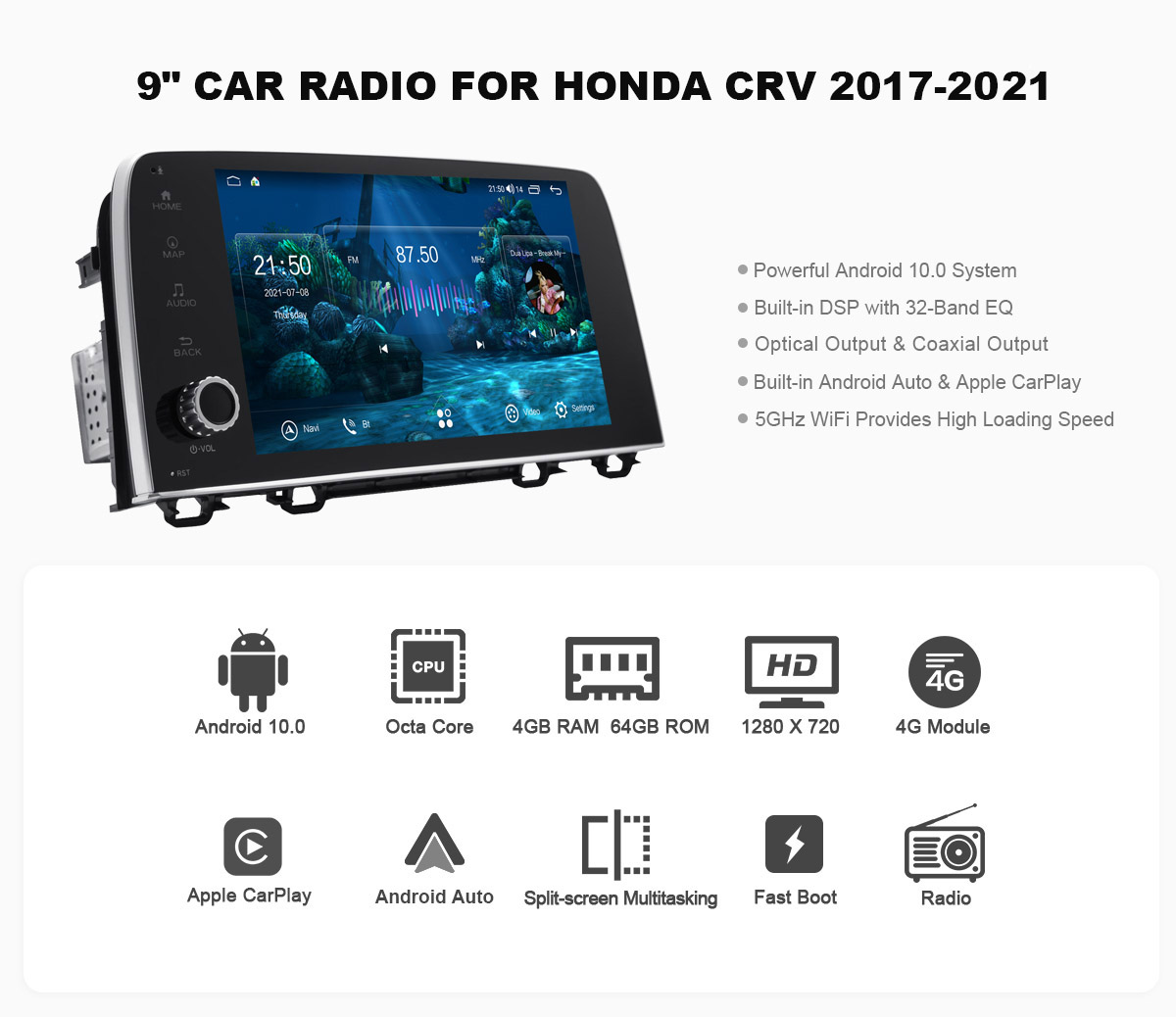 JOYING plug and play Honda CRV Android 10 head unit